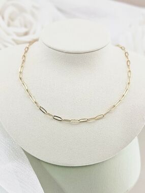 Adornia Necklace 14k Gold Plated  Paper Clip Chain Modern Minimalist Boho Gifts